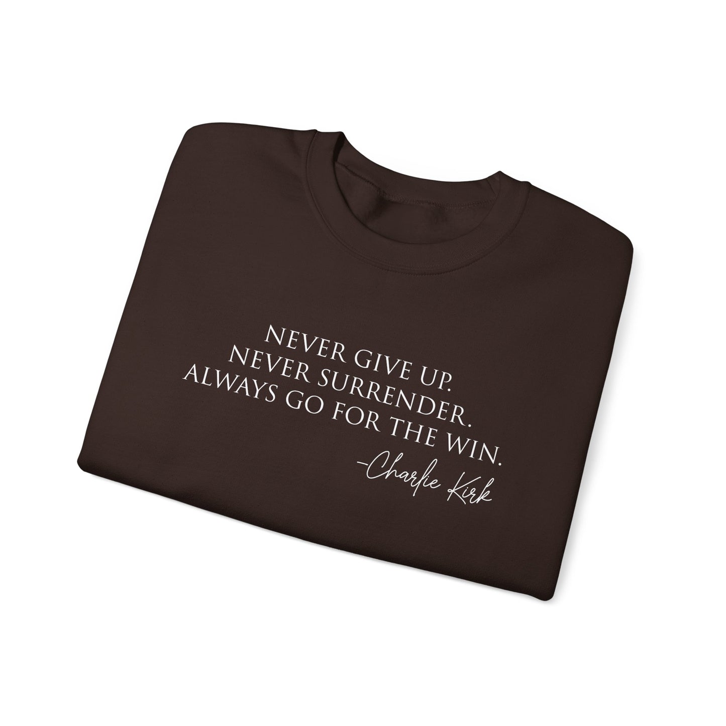 Motivational Crewneck Sweatshirt - Never Give Up, Inspirational Gift, Cozy Sweatshirt, Unisex Apparel, Perfect for Fitness and Everyday Wear