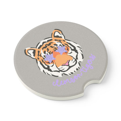 Tiger Print Car Coaster | Cute Drink Coaster for Auto, Car Accessories, Gifts for Her, Animal Lover Decor