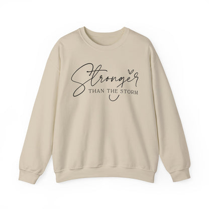 Stronger Than the Storm Sweatshirt, Inspirational Crewneck, Cozy Gift for Her, Motivational Apparel, Perfect for Relaxing