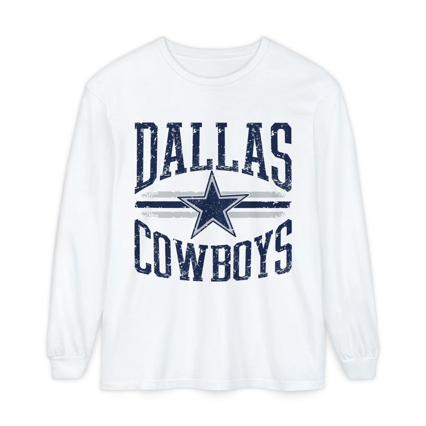 Dallas Cowboys Garment-Dyed Long Sleeve T-Shirt - Perfect for Game Days, Tailgating, Football Season, Sports Fans, Casual Wear