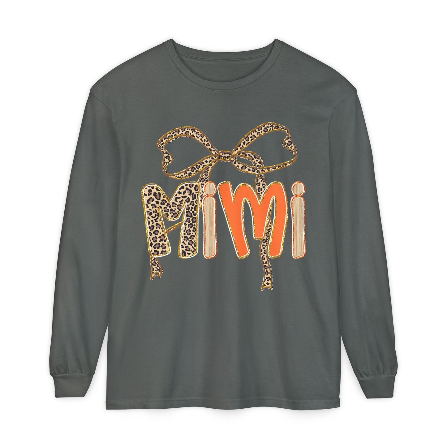 Mimi Long Sleeve T-Shirt, Garment-Dyed Tee, Perfect Gift for Moms and Grandmas, Casual Wear, Ideal for Birthdays or Mother's Day