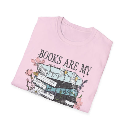 Books Are My Therapy Unisex Softstyle T-Shirt, Book Lover Gift, Reading Shirt, Literary Gift, Bookish Apparel, Cozy Outfit