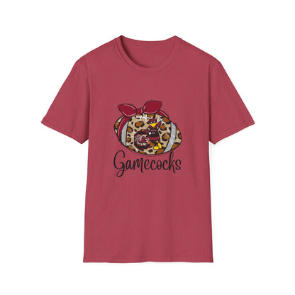 Leopard Print Gamecocks T-Shirt, Trendy Unisex Tee, Casual Outfit, Game Day Apparel, Sports Fan Shirt, Stylish Everyday Wear