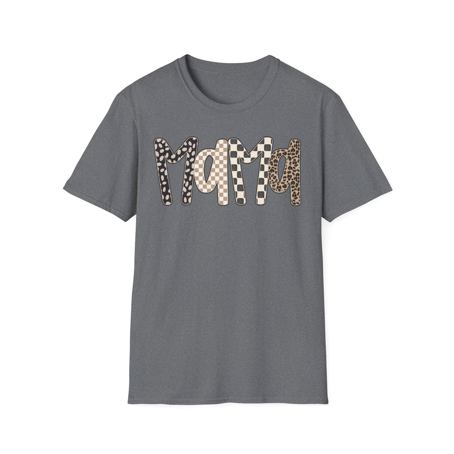 Mama Leopard & Checkered Print T-Shirt
