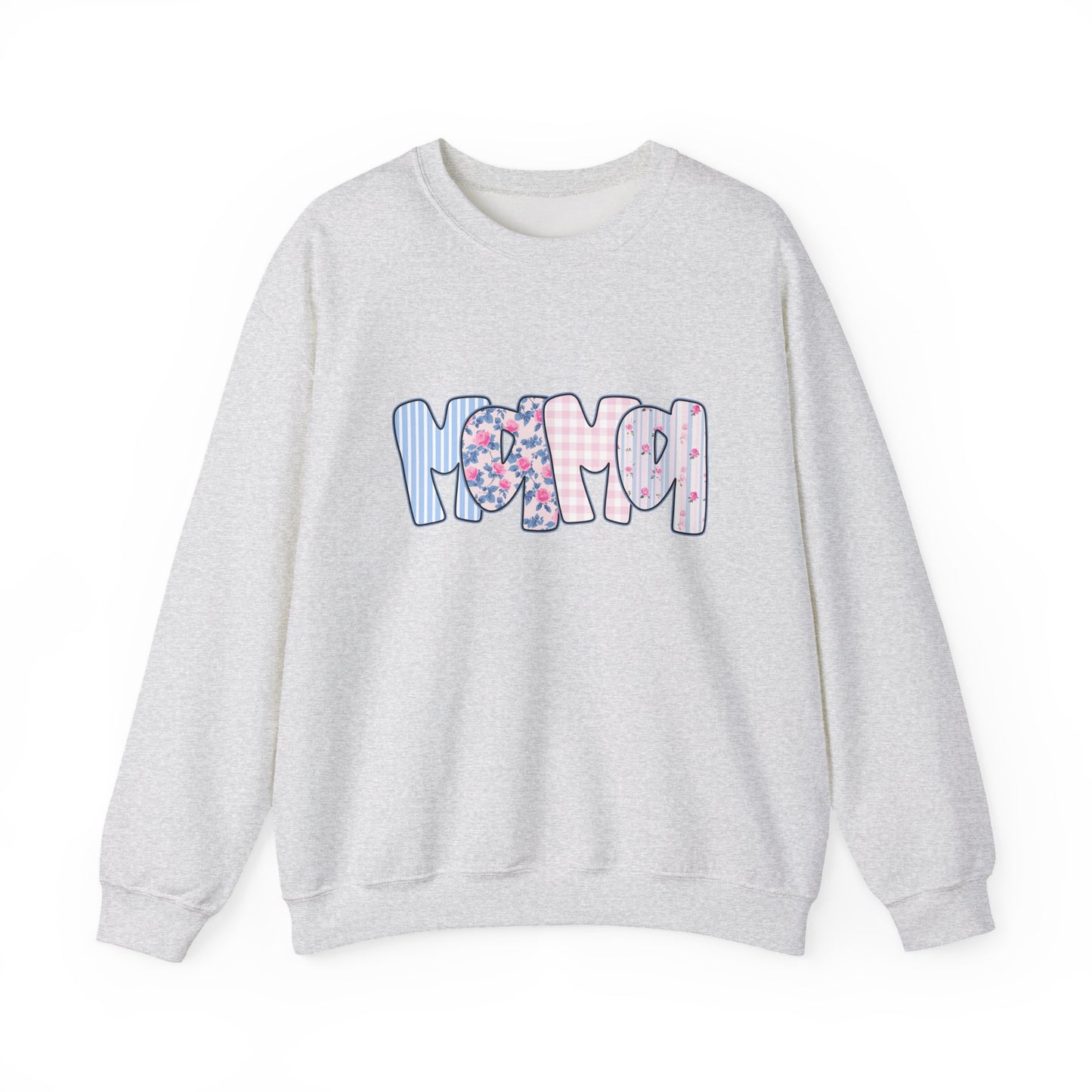 Mama Pink & Blue Floral Crewneck