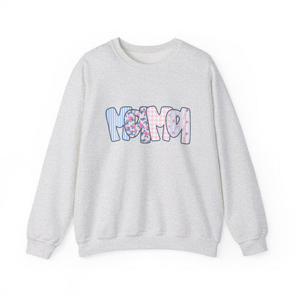 Mama Pink & Blue Floral Crewneck