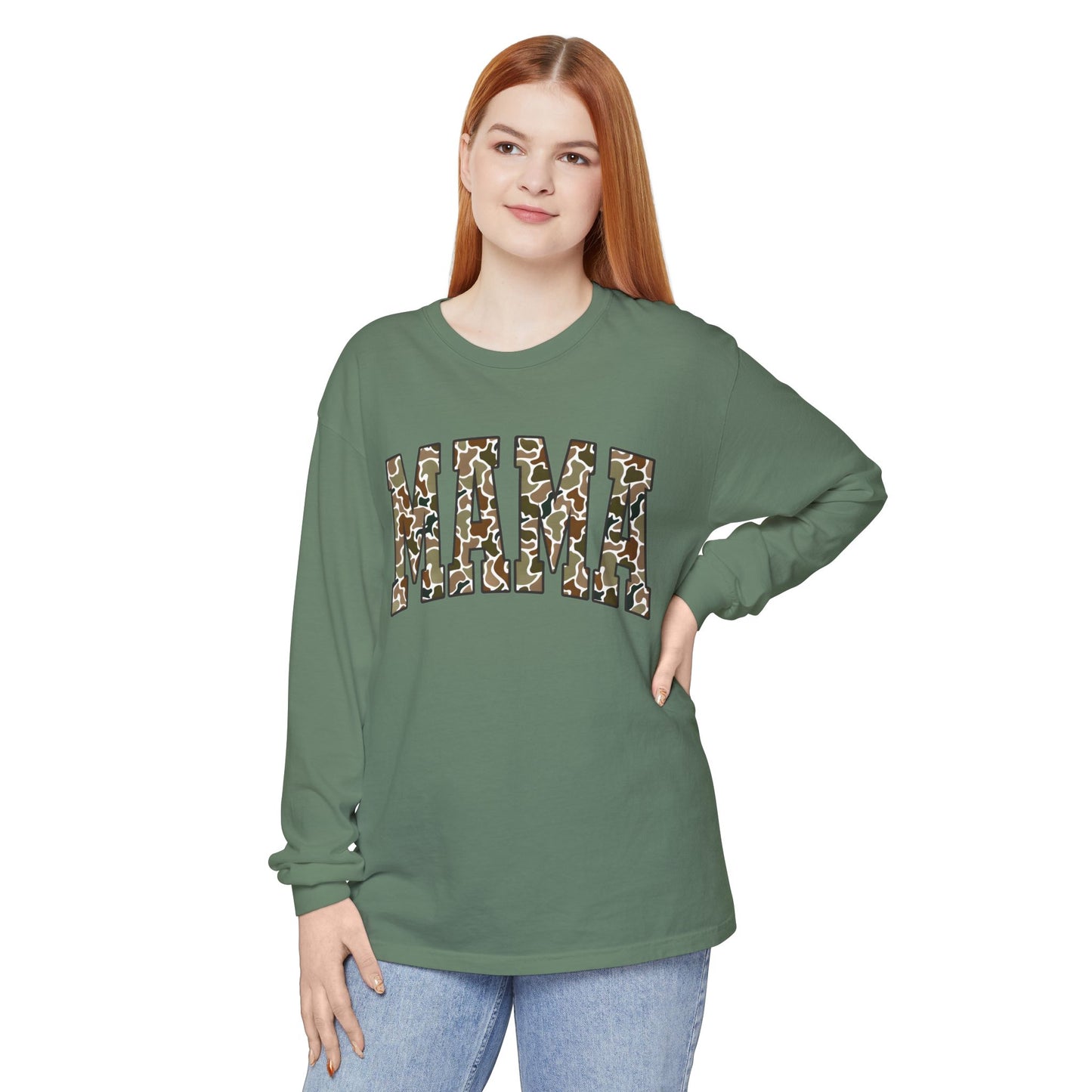 Unisex Long Sleeve T-Shirt, Camo Mama Tee, Perfect Gift for Moms, Casual Wear, Everyday Comfort