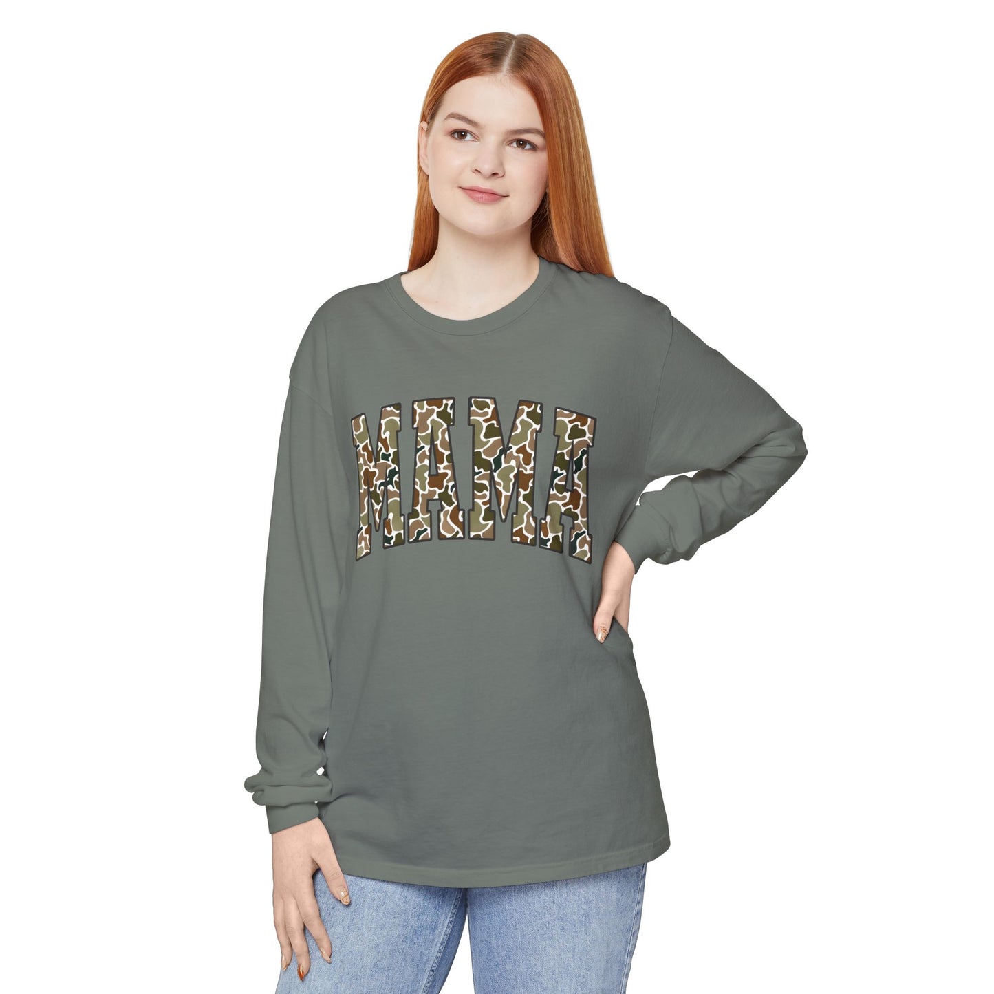 Unisex Long Sleeve T-Shirt, Camo Mama Tee, Perfect Gift for Moms, Casual Wear, Everyday Comfort
