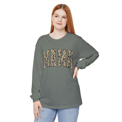 Unisex Long Sleeve T-Shirt, Camo Mama Tee, Perfect Gift for Moms, Casual Wear, Everyday Comfort
