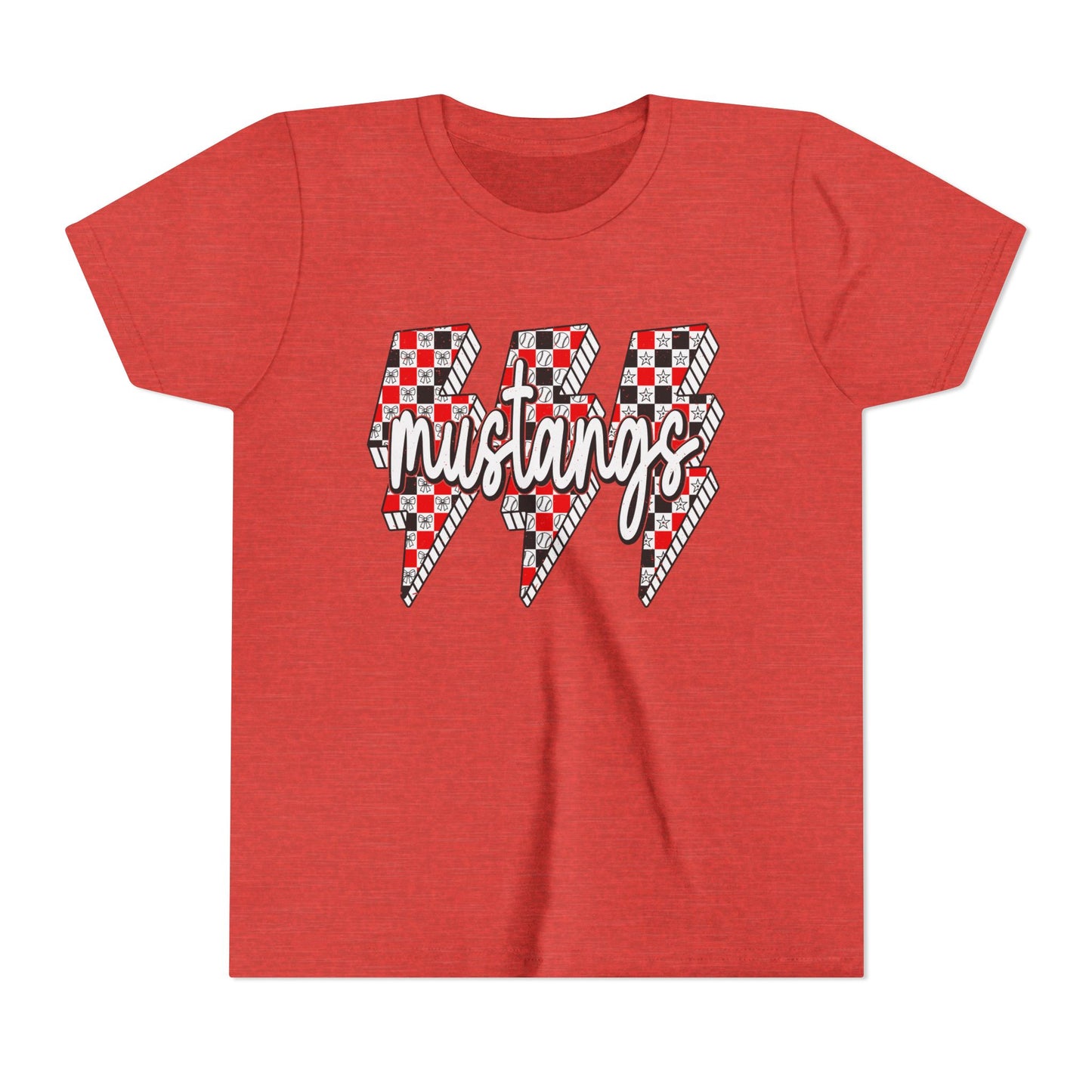 Youth Short Sleeve Tee with Mustangs Design – Perfect for Sports Fans, Team Spirit, Gifts, Birthdays, Back to School