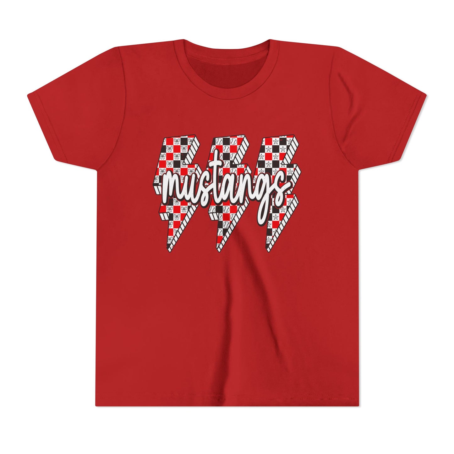 Youth Short Sleeve Tee with Mustangs Design – Perfect for Sports Fans, Team Spirit, Gifts, Birthdays, Back to School