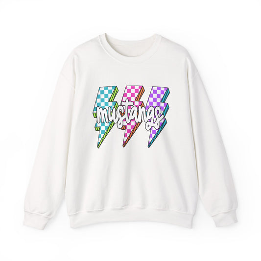 Colorful Mustangs Crewneck Sweatshirt, Unisex Sweatshirt, Graphic Sweatshirt, Vintage Style, Perfect for Casual Outfits