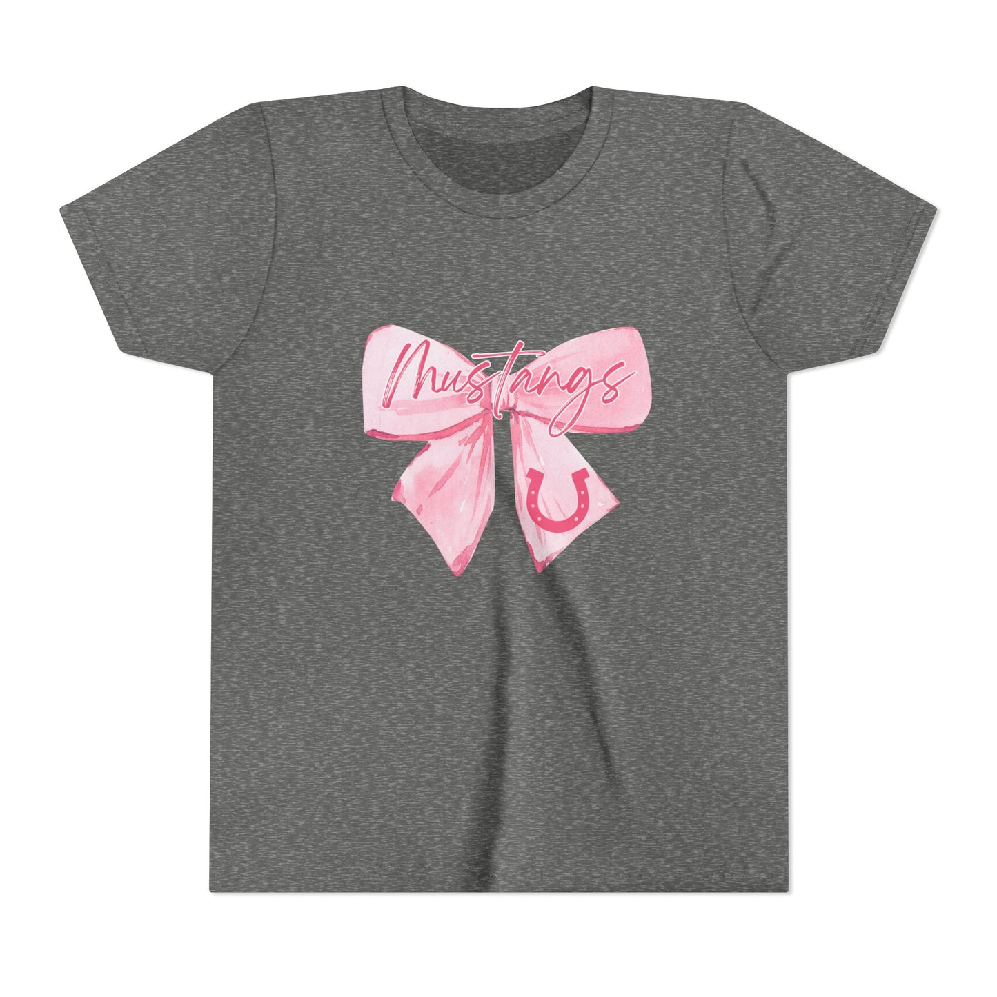 Pink Bow Mustangs Youth Tee, Perfect for Equestrian Lovers, Gift for Birthdays, Casual Wear, Rodeo Events