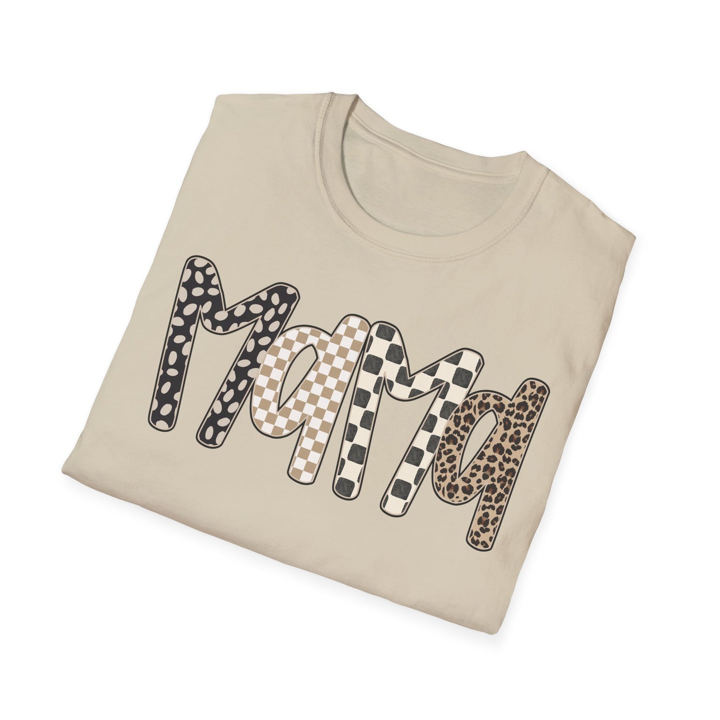 Mama Leopard & Checkered Print T-Shirt