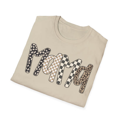 Mama Leopard & Checkered Print T-Shirt
