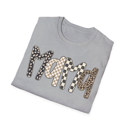 Mama Leopard & Checkered Print T-Shirt