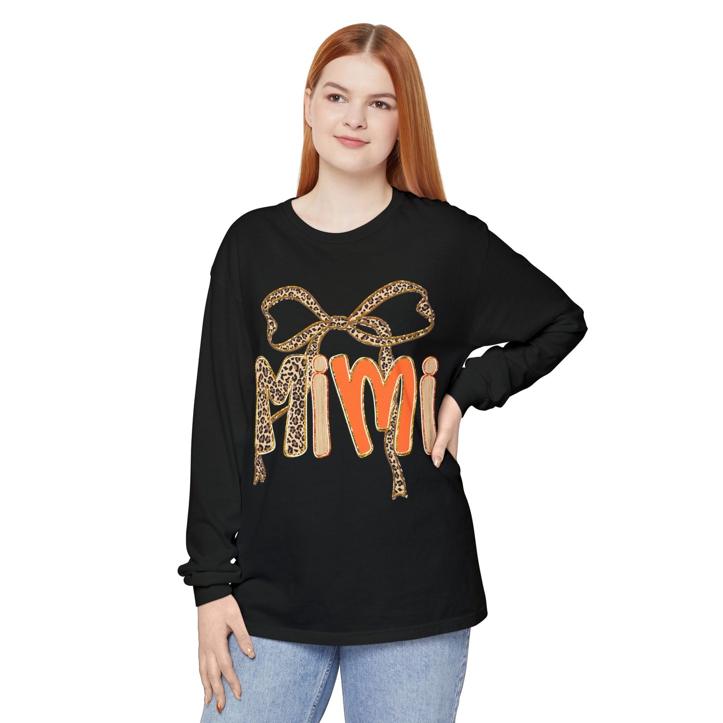 Mimi Long Sleeve T-Shirt, Garment-Dyed Tee, Perfect Gift for Moms and Grandmas, Casual Wear, Ideal for Birthdays or Mother's Day
