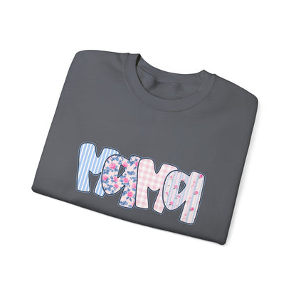 Mama Pink & Blue Floral Crewneck