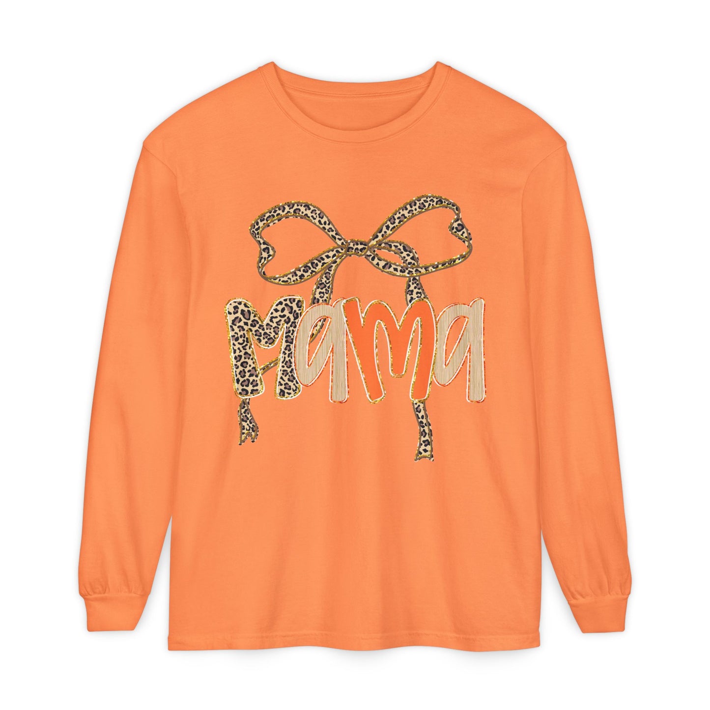 Mama Leopard Print Long Sleeve Tee, Cute Mama Shirt, Gift for Moms, Fall Fashion, Casual Wear, Birthday Gift for Her