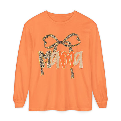 Mama Leopard Print Long Sleeve Tee, Cute Mama Shirt, Gift for Moms, Fall Fashion, Casual Wear, Birthday Gift for Her