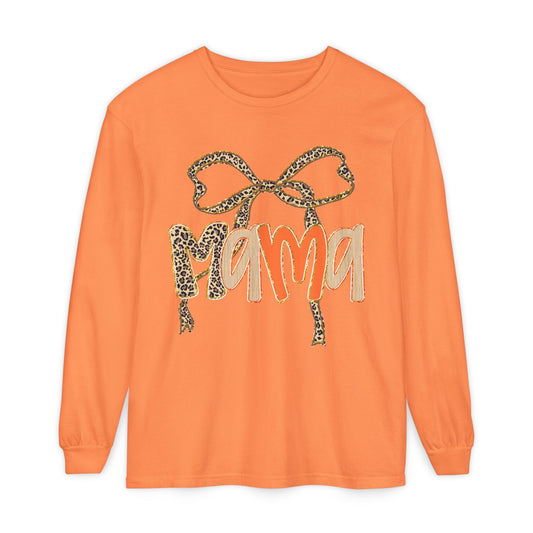 Mama Leopard Print Long Sleeve Tee, Cute Mama Shirt, Gift for Moms, Fall Fashion, Casual Wear, Birthday Gift for Her