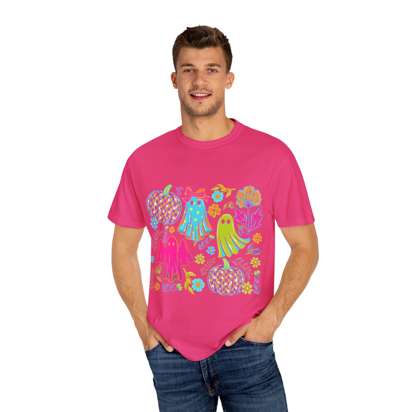 Colorful Halloween T-Shirt, Unisex Spooky Tee, Ghost & Pumpkin Design, Fall Festival Wear, Halloween Costume Alternative, Gift for [...]