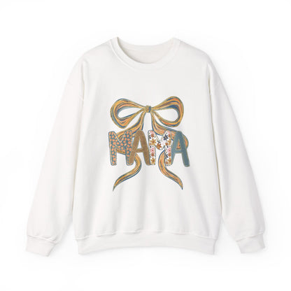Floral Bow Mama Sweatshirt - Cozy Gift for Moms, Spring Fashion, Mother's Day, Birthday Present, Everyday Wear