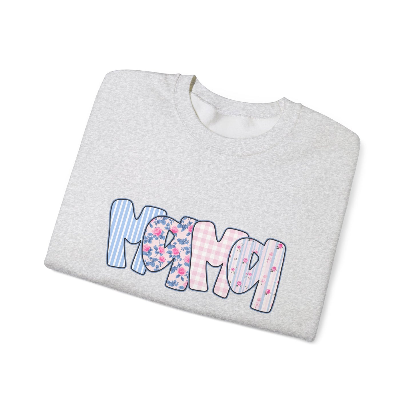 Mama Pink & Blue Floral Crewneck