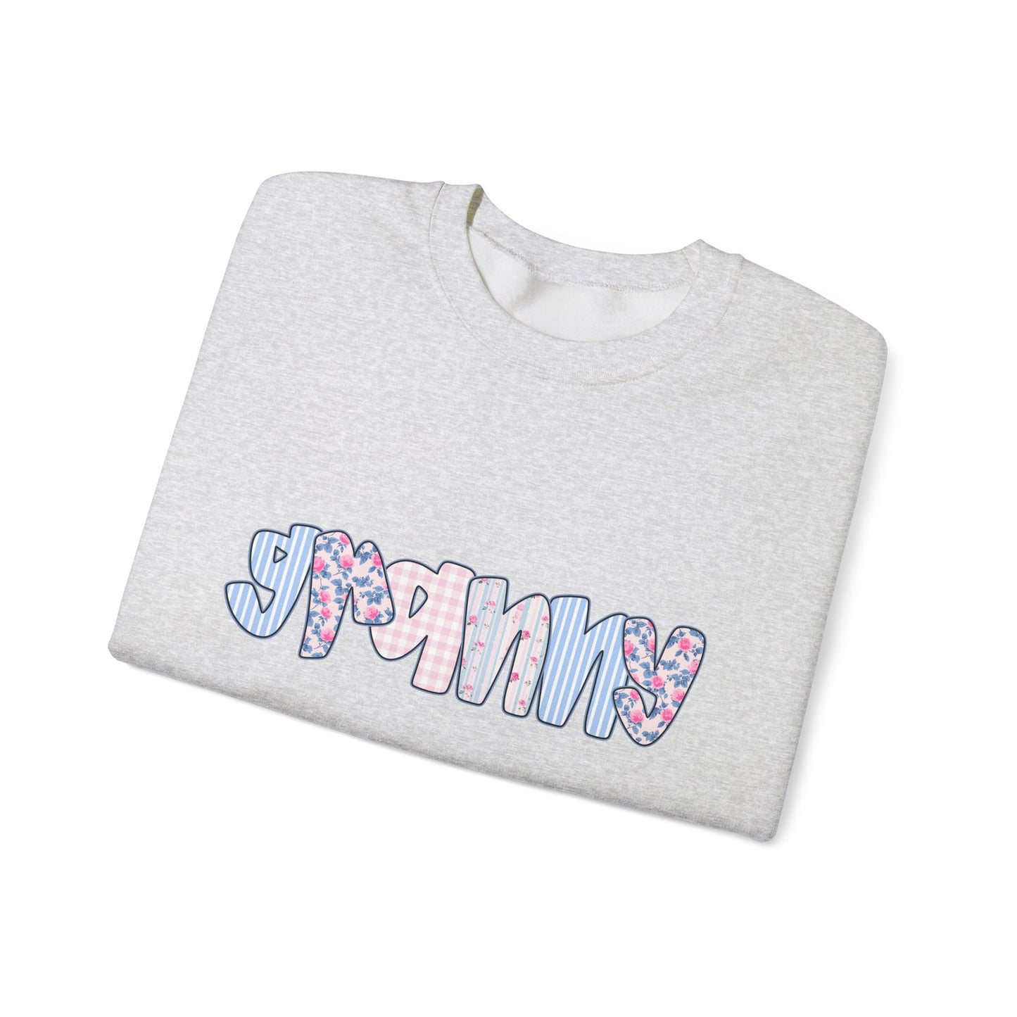 Granny Pink & Blue Floral Crewneck