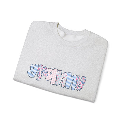 Granny Pink & Blue Floral Crewneck