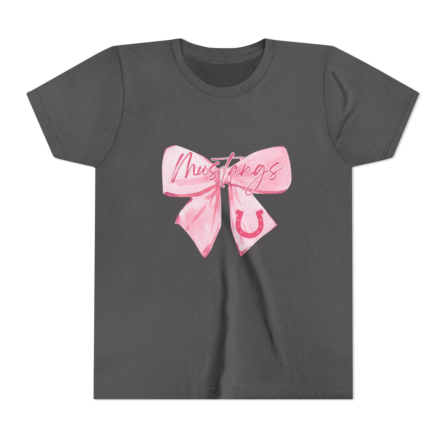 Pink Bow Mustangs Youth Tee, Perfect for Equestrian Lovers, Gift for Birthdays, Casual Wear, Rodeo Events