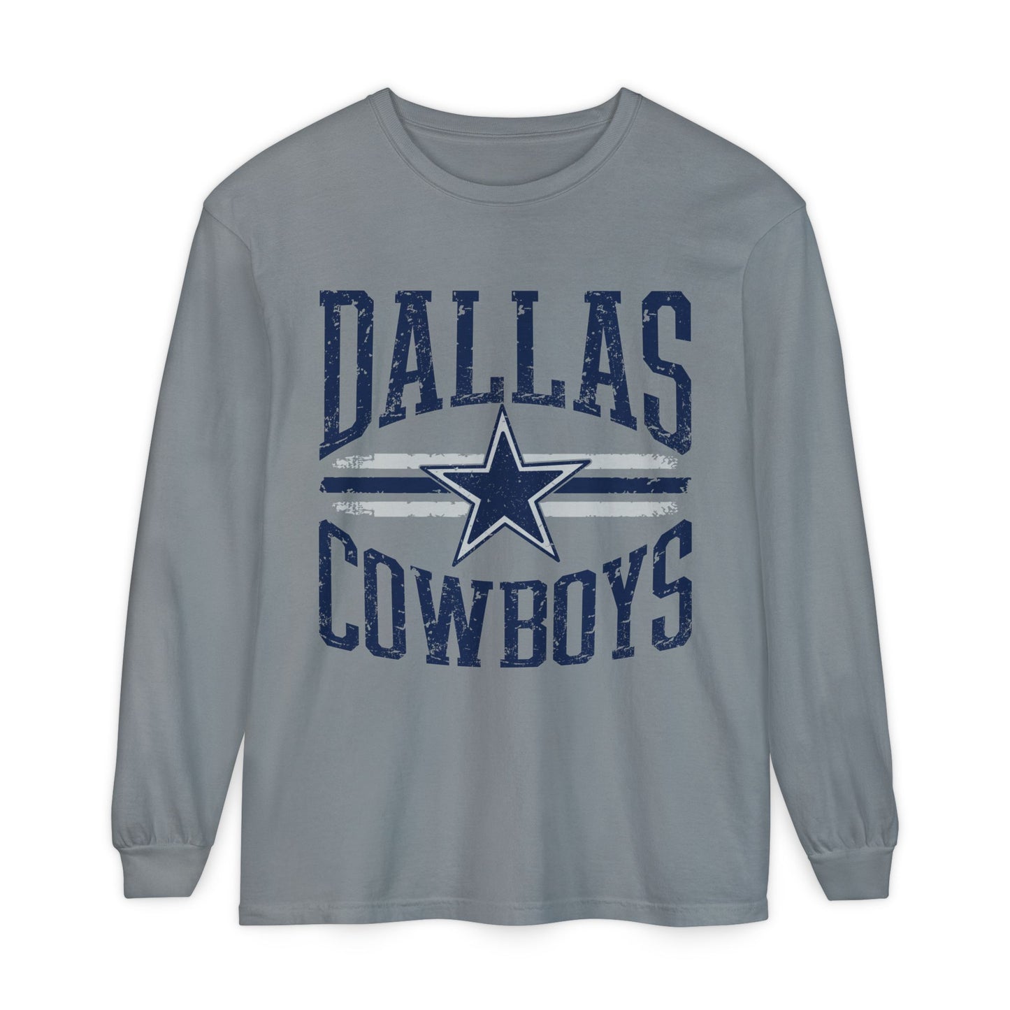 Dallas Cowboys Garment-Dyed Long Sleeve T-Shirt - Perfect for Game Days, Tailgating, Football Season, Sports Fans, Casual Wear