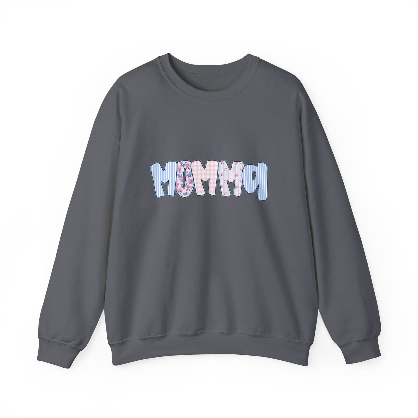 Momma Pink & Blue Floral Crewneck
