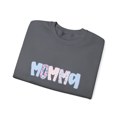 Momma Pink & Blue Floral Crewneck
