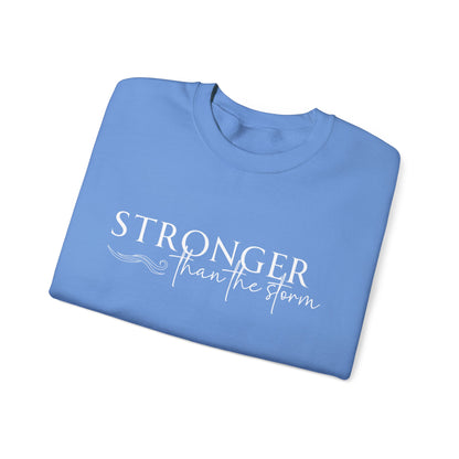 Empowering Crewneck Sweatshirt - "Stronger Than the Storm" - Cozy Gift for Resilience, Fitness, Motivation