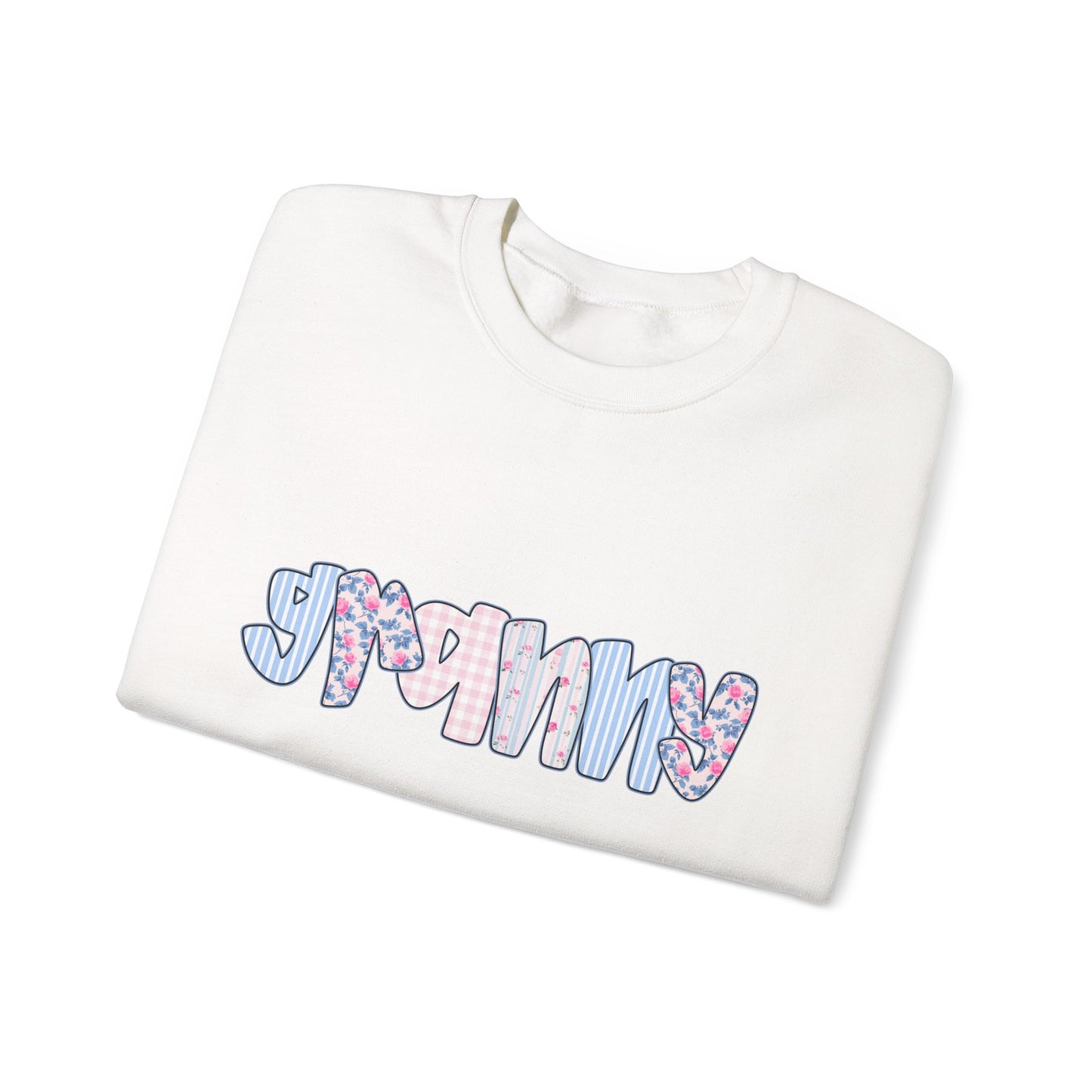 Granny Pink & Blue Floral Crewneck