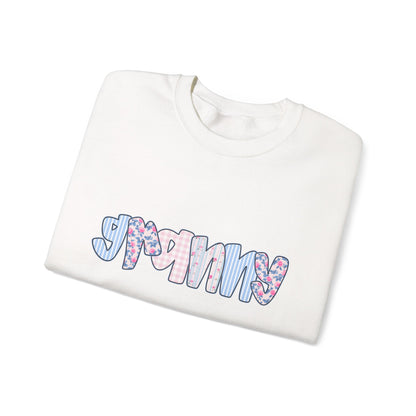 Granny Pink & Blue Floral Crewneck