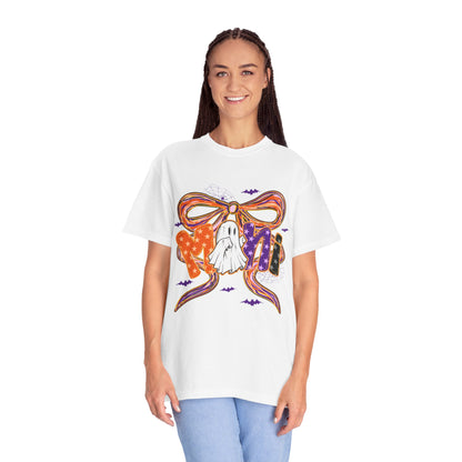 Halloween Ghost Ribbon T-Shirt | Unisex Spooky Wear, Fall Fashion, Halloween Party, Costume Tee, Gift for Ghost Lovers