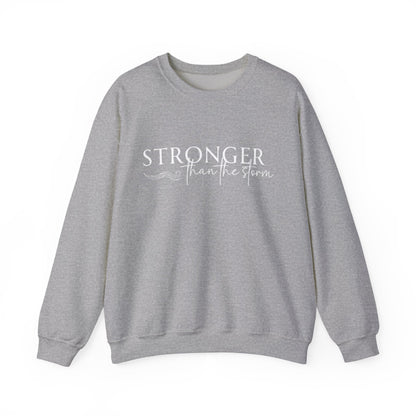 Empowering Crewneck Sweatshirt - "Stronger Than the Storm" - Cozy Gift for Resilience, Fitness, Motivation