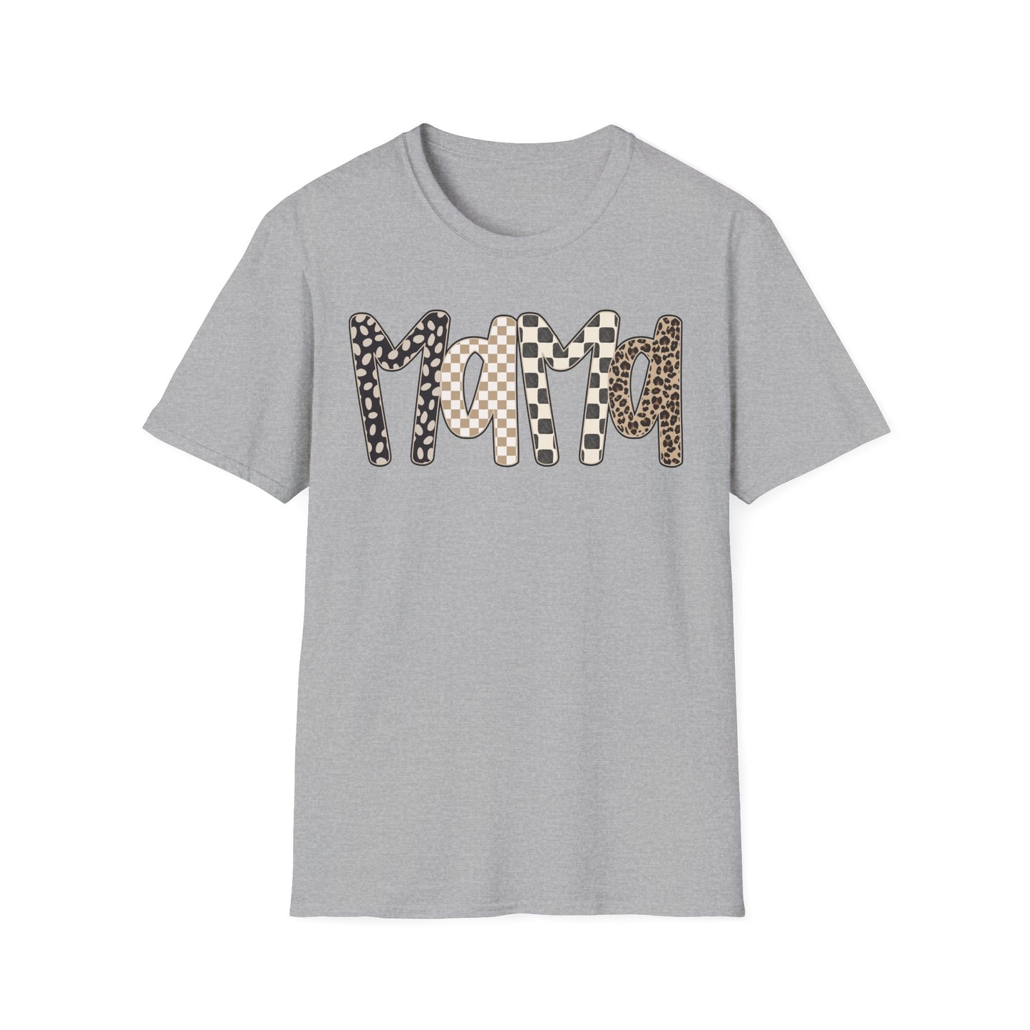 Mama Leopard & Checkered Print T-Shirt