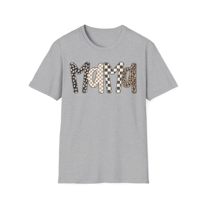 Mama Leopard & Checkered Print T-Shirt