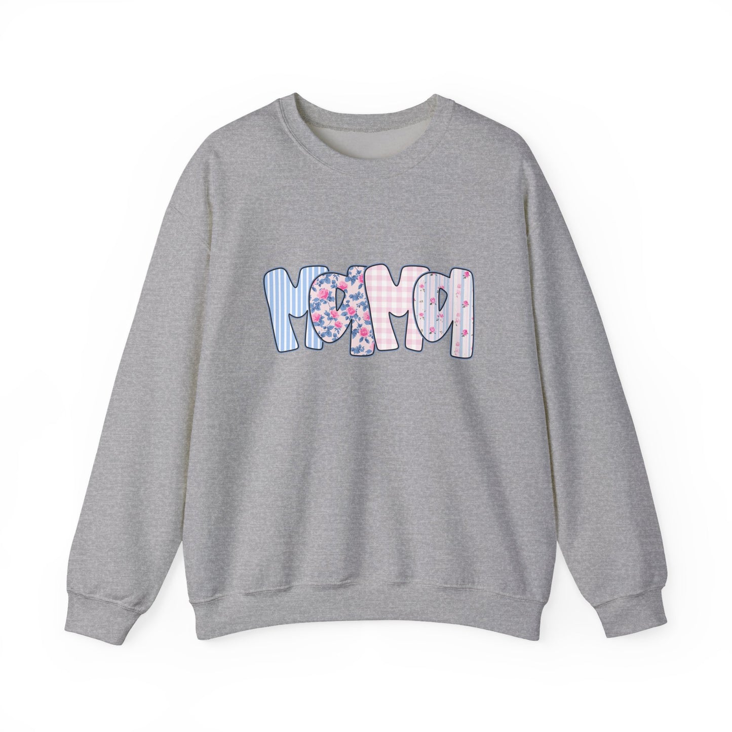Mama Pink & Blue Floral Crewneck
