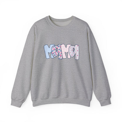 Mama Pink & Blue Floral Crewneck