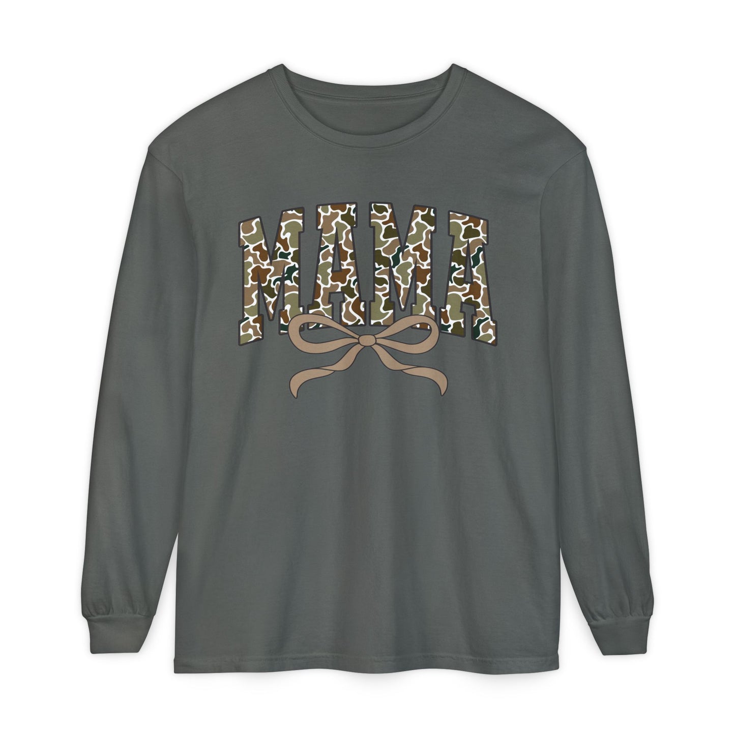 Mama Camo Long Sleeve Tee, Comfortable Unisex T-Shirt for Moms, Perfect Gift for Mother's Day, Casual Wear, Family Outings, Everyday Style