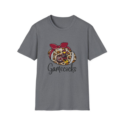 Leopard Print Gamecocks T-Shirt, Trendy Unisex Tee, Casual Outfit, Game Day Apparel, Sports Fan Shirt, Stylish Everyday Wear