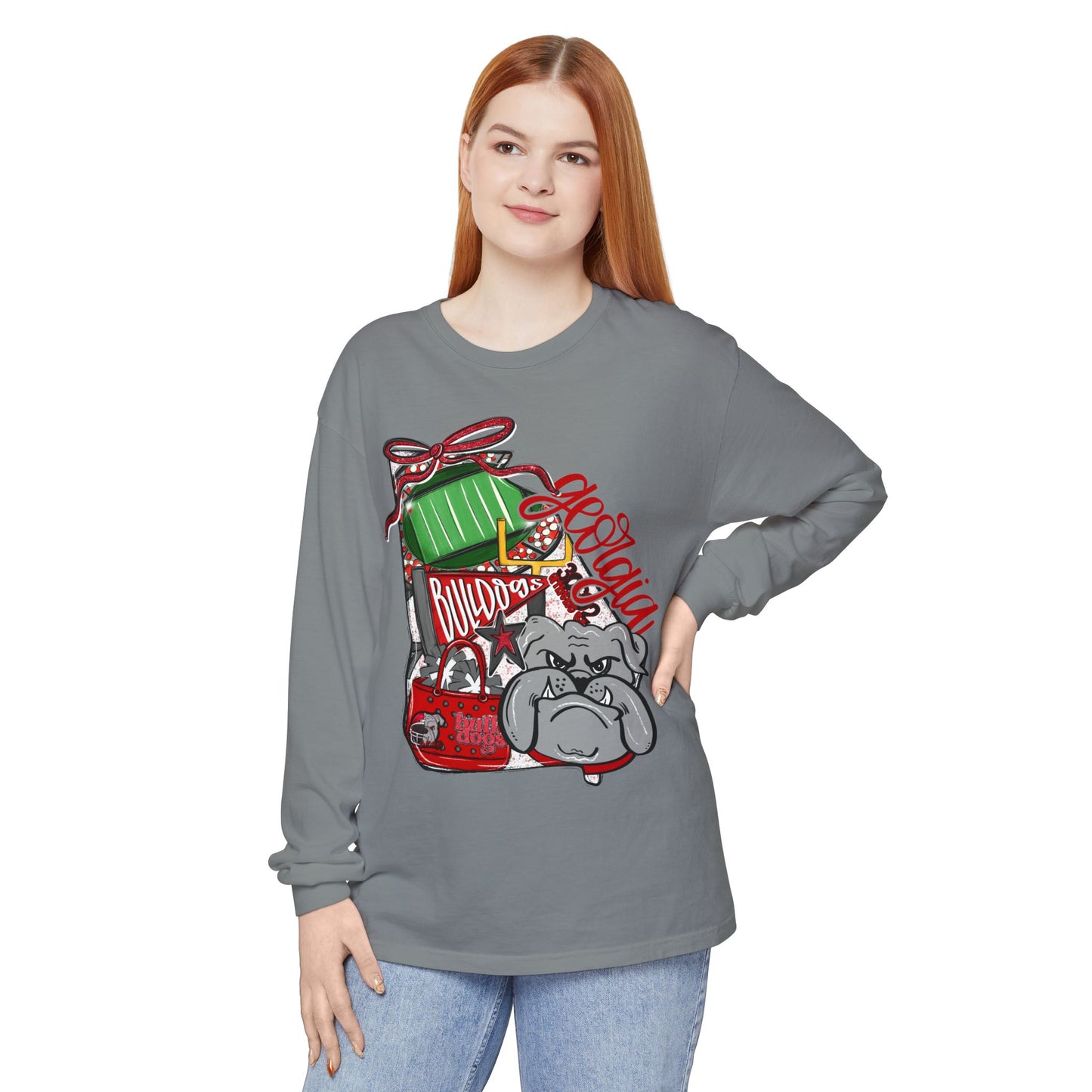 Garment-Dyed Long Sleeve T-Shirt with Bulldog Design | Casual Wear, Bulldog Lovers Gift, Unique Graphic Tee, Dog-Themed Apparel, [...]