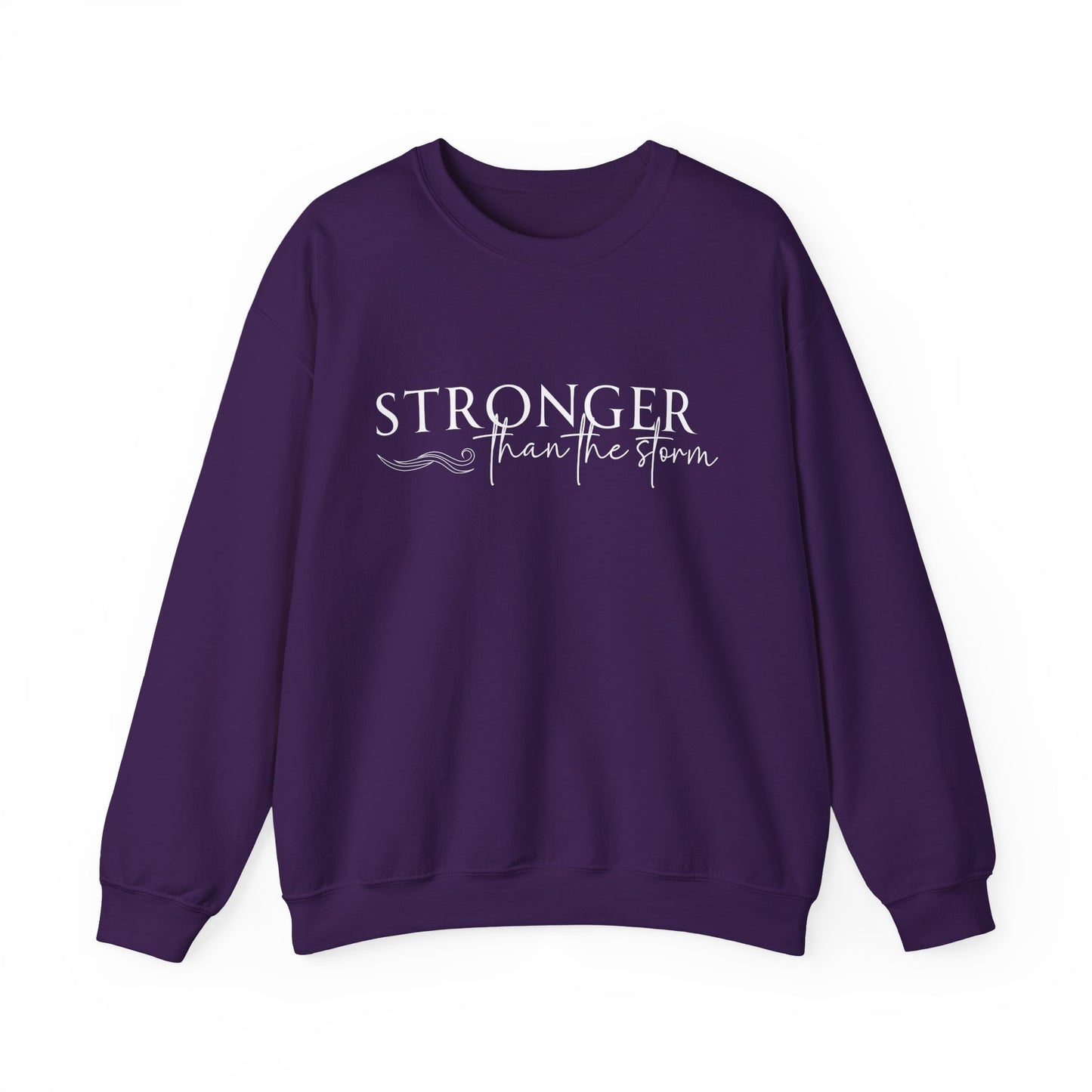 Empowering Crewneck Sweatshirt - "Stronger Than the Storm" - Cozy Gift for Resilience, Fitness, Motivation
