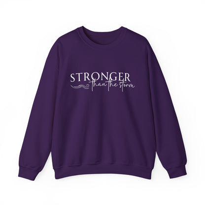Empowering Crewneck Sweatshirt - "Stronger Than the Storm" - Cozy Gift for Resilience, Fitness, Motivation