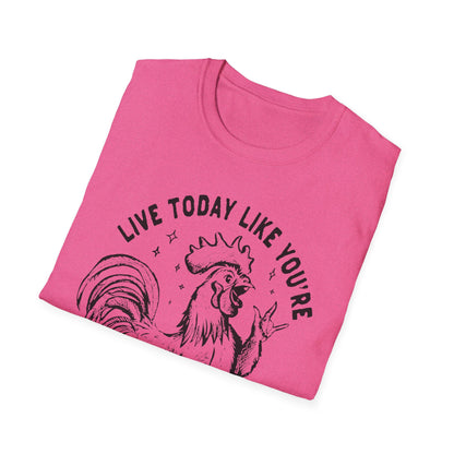 Funny Graphic T-Shirt, Live Today Like You're Getting Fried Tomorrow Tee, Gift for Chicken Lovers, Casual Wear, Humorous Shirt