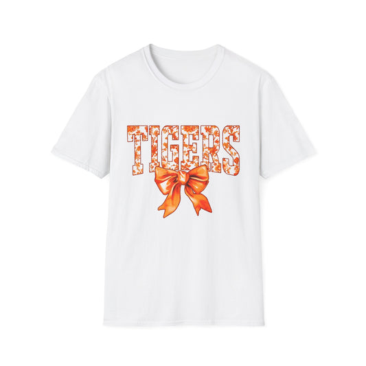 Cheerful Tigers Graphic T-Shirt, Unisex Softstyle Tee, Perfect for Game Days, School Spirit, Birthdays, Sports Events